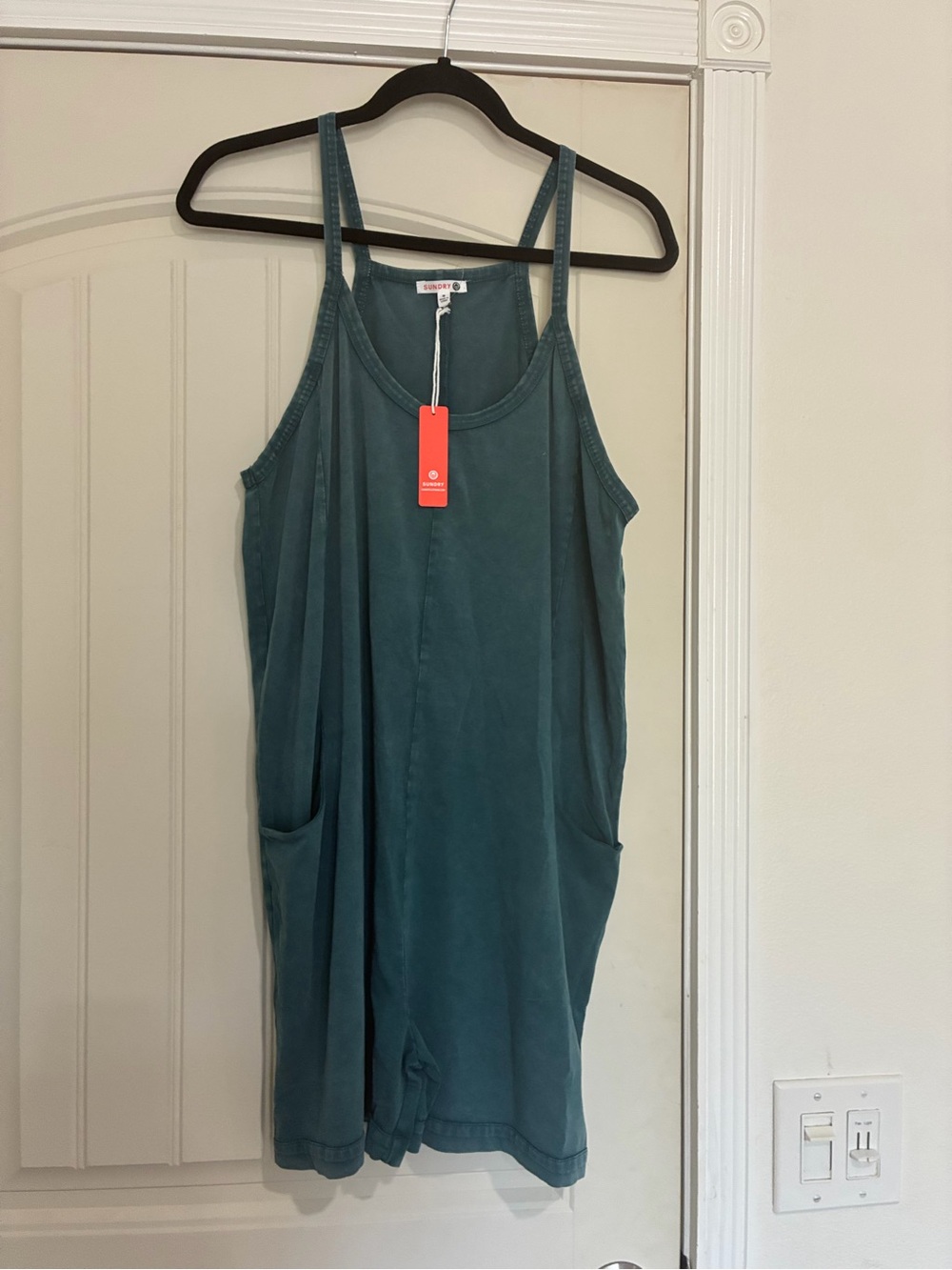Sundry Teal Sleeveless Harem Romper with Pockets NWT